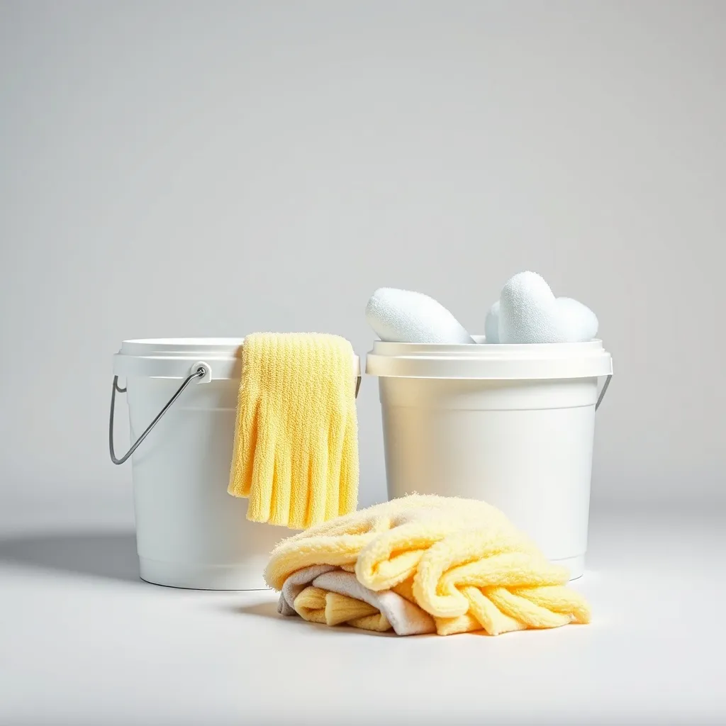 Two professional car wash buckets with grit guards and micro